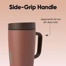 XZGB SmoothSip Slider Stainless Steel Insulated Travel Mug With Handle 100% Leak Proof For Hot And Cold Drinks Travel Friendly With Sliding Lock Lid 12oz  Leak Proof Cozy Cocoa - CozyCocoa - Xem 5