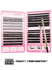 Asiteo 468pcs D Curl Spikes Lash & Bottom Lashes Individuals Eyelash Clusters Thick Fluffy 60D/80D/100D Lash Clusters Kit With Tweezers, Eye Brush, Multi-Style Lash Clusters Spike Lashes DIY Eyelash Extension At Home - D - Xem 9