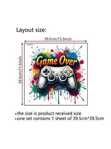 1 PC Ink Painting Game Console Decorative Sticker PVC Sticker Removable Self-Adhesive Easy-Tear Sticker Home Decor To Brighten Your Life Holiday Decoration Stickers Birthday Graduation Gift - Multicolor - View 2