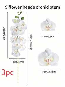 1/3/6/10 Pcs Artificial Orchid Branches, 9 Pcs Large Realistic Phalaenopsis Orchid Branches, Classic Style Artificial Orchid Decor, Decorative Silk Orchid Flowers, Artificial Flower Branches, Suitable For Living Room Home Decor, Valentine's Day Decor, Mother's Day Decor, Spring Decor, Gift For Women, Hotel And Wedding Floral Arrangement, Wedding