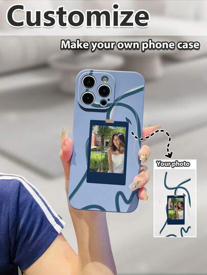 1pc Customizable Gray TPU Shockproof Phone Case, Suitable For Anniversary, Valentine's Day, Birthday, Wedding, Mother's Day, Father's Day, Best Friend Gifts, Gifts For Mom/Dad, Boyfriend/Girlfriend, Compatible With Apple/Matching Phone Models, With Lanyard