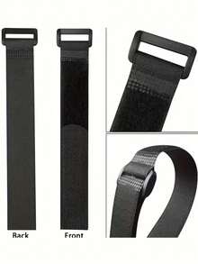 20pcs Reusable Adjustable Hook-And-Loop Straps With Metal Buckle, 8/12/16 Inch - Self-Locking Nylon Closure For Secure Binding, Ideal For Home Organization And DIY Projects, Versatile Binding Straps|Sleek Black Straps| Nylon Straps
