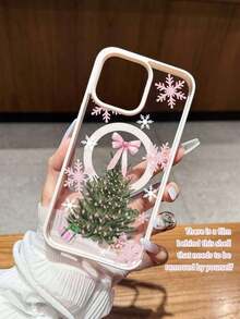 Funda de Teléfono de Navidad Rosa/Blanca con Patrón de Copo de Nieve y Árbol de Navidad, Funda de Teléfono con Anillo Magnético para Samsung A15/35/54/55 y Serie S, Apple 17, 16 Pro Max, 14/13, 12, 11 Pro Max, XS Max, X, XR, 8, 7, Plus, Adecuada como Regalo de Cumpleaños para Novia, Novio o Uso Personal - Rosa - Ver 5