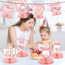 D12Pcs Rose Gold Floral Baby Shower Decorations 3D Honeycomb Centerpieces For Girls Gender Reveal Party Elegant It's A Girl Pregnancy Announcement Table Topper Newborn Celebration Party Plies - như hình ảnh - Xem 4