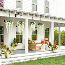 2件装人造白色花藤悬挂装饰，适用于庭院、室内/室外，可用于婚礼、母亲节、父亲节、毕业典礼和夏季装饰，户外仿真花，婚礼装饰，人造植物，季节性装饰，农舍风格，防水装饰，活动策划