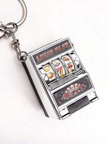 1pc Mini Slot Machine Keychain, Fashionable Keyring Suitable For Key, Bag Or Decoration Car Accessories Bag Charm School Cute Goth Y2k - Silver Slot Machine - View 5