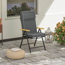 Outsunny Seat Cushion 120 X 47 X 9.5, Water Resistant Chair Cushion With Straps, Headrest, UPF50+ Outdoor And Indoor Seat Cushion, Seat Cushion For Folding Chair, Dining Chair, Dark Gray - 1 - 查看 4