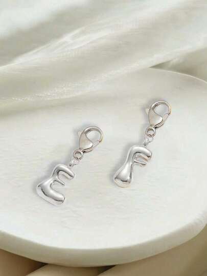 Bubble Silvery Letters Cute Necklace Pendant Bag Pendant-Lucky Crystal Pendant, Alphabet Letters A-Z, The Best Item For Spring And Summer Pairing,Shiny Alloy Bag And Backpack Pendant-Perfect Gift