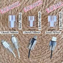 2/4/8pcs Cute Curly White Puppy Design Cable Protector, Fashionable Acrylic Protector, Protect Charging Head, Earphone, Phone Cables From Breaking, Extend Data Cable Lifespan, Compatible With Android Type-C/Apple 20W Fast Charging Cables