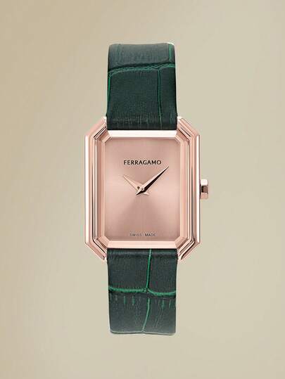Salvatore Ferragamo Leather Strap Watch For Women Wrist Watches Crystal Accented Quartz Watch