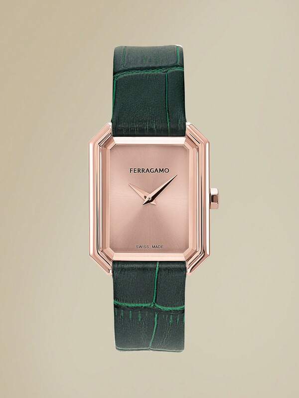 Salvatore Ferragamo Leather Strap Watch For Women Wrist Watches Crystal Accented Quartz Watch