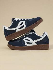 Couple's Retro Casual Thick Sole Sneakers, Breathable Campus Style Running Shoes - Blue - View 1