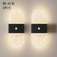 Crystal Motion Sensor Wall Lamp, Acrylic Modern Smart Sensor Wall Light, Night Light, Indoor Motion Sensor Wall Lamp, Wireless LED Wall Light, Wall Lamp, Battery-Powered, Adhesive Design, Rotatable, Portable, Easy To Install, Adjustable Color Temperature And Brightness, Suitable For Hallways, Bathrooms - Multicolor - View 17