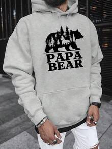 En otoño e invierno, Papa Bear diseñó una sudadera de terciopelo estampada para hombres con un diseño de gorra multifuncional, adecuada para las temporadas de primavera y otoño, disponible en tallas extragrandes. - Negro - Ver 6