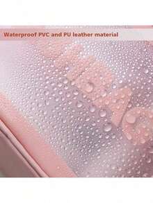 1个PVC透明大容量化妆包，PU防水便携式洗漱包，女士手持旅行收纳包，粉色