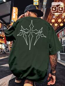 Oversized Gym Cross Streetwear Gothic Urban Style T-Shirt 3258 NERD VEST - 軍綠色 - 查看 2