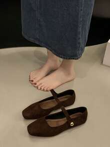 复古平底玛丽珍女鞋，2026春夏新款简约单带舒适鞋 - 咖啡棕 - 查看 5