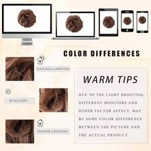Messy Bun Hair Piece Hair Bun Wavy Curly Scrunchies Chignon Ponytail Hair Extensions Fake Hair Bun Extensions Synthetic Tousled Updo Hairpieces For Women(Dark Brown),DarkBrown - 深棕色 - 查看 7
