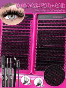 640/544 Cụm lông mi giả riêng lẻ, 9-16mm D Curl 10D + 20D / 30D + 40D / 50D + 60D / 80D + 100D Sách mi dung lượng lớn, Bộ nối mi mỏng và tự nhiên, Cụm mi có keo dán mi, Cọ mi và nhíp, Thân thiện với người mới bắt đầu, Thích hợp cho gia đình, du lịch, tiệc tùng và làm quà tặng Giáng sinh - Màu Hoa hồng đỏ - Xem 16