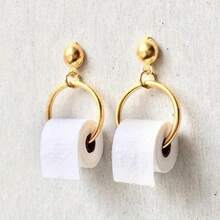 Fashion Toilet Paper Earrings - Ladies Creative Party Jewelry - Metal Design - Perfect For Festive Occasions - Bạc - Xem 2