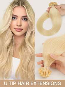 14-22英寸U型直发Remy真人发接发，自然黑色，沙龙级蛋白隐形假发，完美融合，适合圣诞节