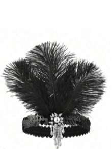 D EXCEED 4/5/6件套女士1920年代复古派对配饰，包括盖茨比查尔斯顿羽毛头饰、仿珍珠项链、耳环和长手套，适合女士万圣节派对礼服配饰 - 多色 - 查看 2