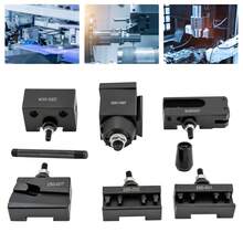 6PCS Black Wedge Type Quick Change Tool Post Set  Adjustable For Facing Grooving Cutting Off Knurling - Black - View 3