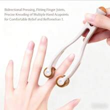 木质手指塑形按摩滚轮夹 - 手部关节及穴位理疗工具，用于经络舒缓和手指修整 - 米色 - 查看 2