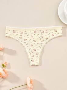 5pcs Women's Panties Set, Minimalist Cute Cotton Panties, Floral Hollow-Out Thong - Multicolor - View 6