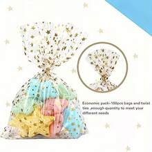 10/20/50 chiếc, Túi đựng đồ ăn nhẹ bằng giấy bóng kính trong suốt, Túi đựng kẹo bánh quy, Túi đựng quà bằng nhựa Polythene có dây buộc xoắn, Thích hợp cho tiệm bánh, sinh nhật, đám cưới, trang trí tiệc tùng, Eid Mubarak - Nhiều màu - Xem 7