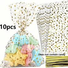 10/20/50 chiếc, Túi đựng đồ ăn nhẹ bằng giấy bóng kính trong suốt, Túi đựng kẹo bánh quy, Túi đựng quà bằng nhựa Polythene có dây buộc xoắn, Thích hợp cho tiệm bánh, sinh nhật, đám cưới, trang trí tiệc tùng, Eid Mubarak - Nhiều màu - Xem 11