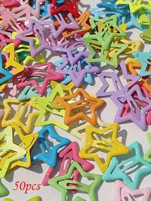 10/30/50/100pcs Colorful Star Hair Clips, Suitable For Teen Bangs & Side Hair, Fashion Versatile Hair Accessories For Outings, Best Gift For Teen - Multicolor - View 9