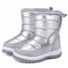 Children's Winter Snow Boots, Mermaid Star Cartoon Pattern, Warm Boots, Warm Cartoon Pattern Outdoor Snow Boots, Pink - Silver - View 12