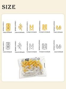 100 hạt cài tóc mini kiểu Bohemian, vòng tóc rỗng cổ điển, kẹp tóc bằng hợp kim, phụ kiện tóc, trang sức tóc tết - Phối màu - Xem 7