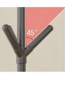 1个现代树形落地式衣帽架 - 稳固的三角形底座，塑料材质，轻巧设计，挂钩可360°旋转，节省空间，适用于玄关、卧室和客厅。北欧简约单杆卧室衣帽架，易于组装，适合家庭、办公室或酒店使用。提供黑色/白色两种颜色，可选6个或9个挂钩，多功能收纳，适合公寓生活。