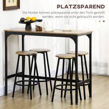 HOMCOM Bartisch 5 Piece Kitchen Table Set With 4 Bar Stools In Industrial Design, Rustic Brown Metal Dining Set For Kitchen And Bar On Site. - 1 - View 8