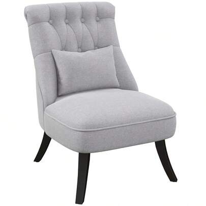 HOMCOM Relaxing Chair With Back Cushion, Elevated Feet, Linen Grey 52.5x69x77cm For Comfortable Relaxation