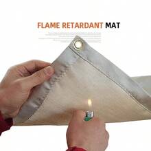 Outdoor Camping Flame Resistant Cloth Picnic Barbecue Heat Insulation Mat, Flame Resistant High Temperature Resistant Fiberglass Pad, Camping Picnic Kitchen Supplies - Khaki - View 4