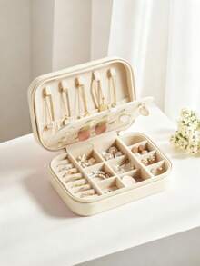 便携式天鹅绒首饰盒，大容量防尘首饰收纳盒，带可拆卸隔板，可收纳耳环、戒指、手镯、项链、珠宝、发饰及其他饰品。适合作为节日或生日礼物送给女友、女孩，也可作为母亲节惊喜礼物。 - 彩色 - 查看 6