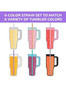 兼容斯坦利杯配件，适用于 40 盎司、30 盎司、20 盎司、14 盎司探险旅行杯的替换吸管，可重复使用，带刷子，也可用于其他杯子。（套装包含 14 件套、7 件套和 3 件套。） - 彩色 - 查看 5