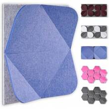 Felt Cork Board 8 Pcs 2" X 2" Wall Art Acoustic Panels Soundproof Panels For Wall 3D Double Layer Decorative Sound Absorbing Panel For Walls For Recording Studio Office Home, Leaf, Blue,31321683 - 藍色 - 查看 1