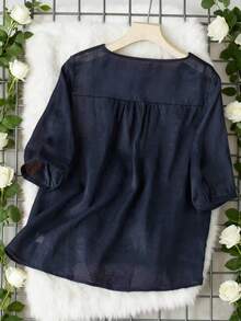 女式复古刺绣宽松波西米亚风衬衫，春夏休闲上衣