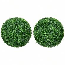 HOMCOM Set Of 2 Artificial Plant Balls With Protective Cover For Indoor And Outdoor Use, Green - 1 - 查看 1