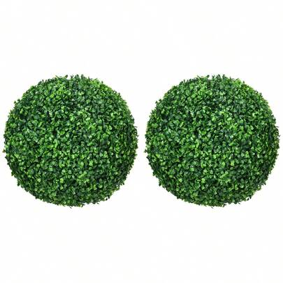 HOMCOM Set Of 2 Artificial Plant Balls With Protective Cover For Indoor And Outdoor Use, Green