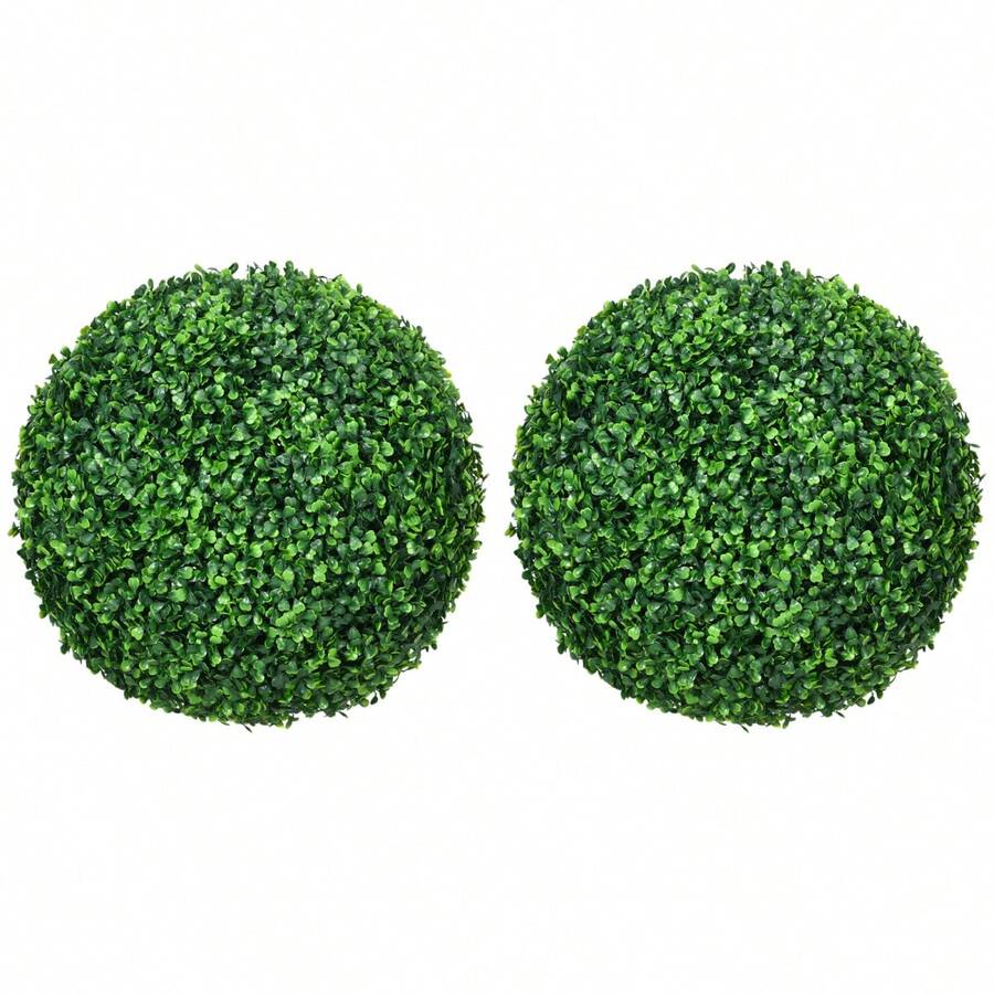 HOMCOM Set Of 2 Artificial Plant Balls With Protective Cover For Indoor And Outdoor Use, Green - 1 - 查看 1