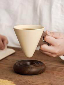 复古纹理卡布奇诺咖啡杯碟套装 | 法国利摩日瓷器 | 专利防溅漏斗设计 | 适用于意式浓缩咖啡、拿铁和玛奇朵