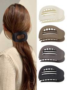 法式扁平椭圆发夹、豹纹发夹、多功能发夹、扁平鳄鱼皮发夹、弧形树脂发夹、发饰 - 彩色 - 查看 14