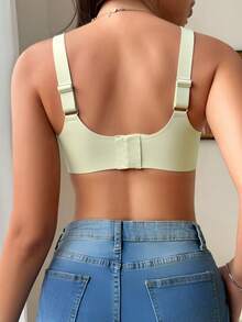 3件装休闲舒适简约露背文胸，高弹针织面料透气成熟优雅法式风格女士打底衫，无钢圈宽松百搭防下垂文胸 - 彩色 - 查看 3