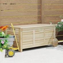 Outsunny 185L Storage Box, Waterproof Garden Box With Wheels, Weatherproof And UV Resistant Wooden Storage Box, Outdoor Garden Chest, Balcony, Natural Wood On Site - 1 - View 4