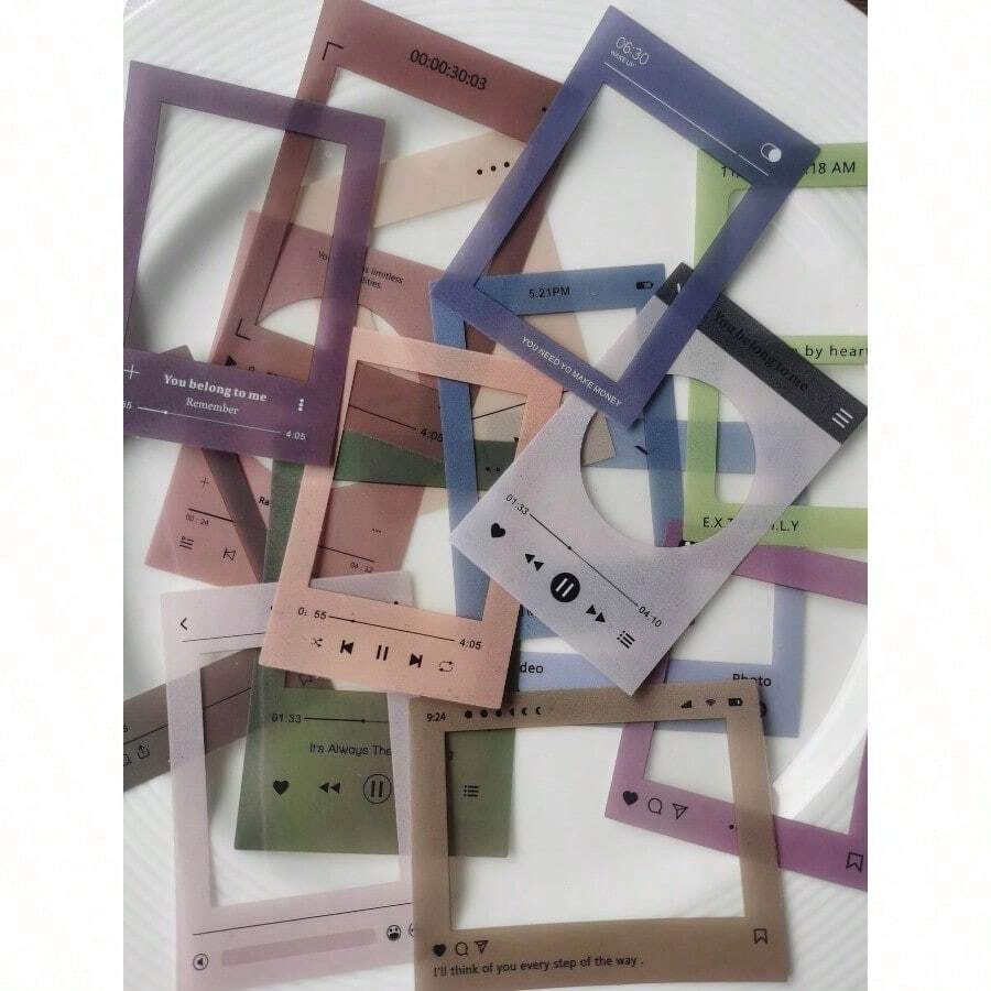 15pcs Mixed Pattern Sticker, Modern Waterproof Frame Print Decal For Office, School Back To School - Nhiều màu - Xem 1